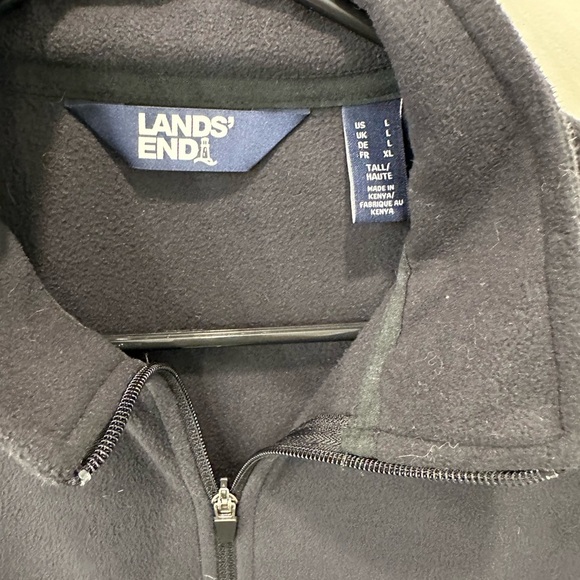 Lands' End Men's Classic Fleece Black Lightweight Jacket LT - Picture 3 of 3